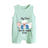 Custom Name My First Eid Romper Suit – Islamic Festival Special Wear - MINT GREEN - 0 - 5 Months Old (Chest 18")