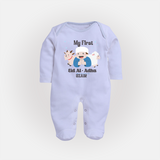 Custom Name My First Eid Fullbody suit – Islamic Festival Special Wear - BABY BLUE - New Born (Chest 7.5")
