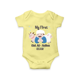 Custom Name My First Eid Romper – Islamic Festival Special Wear - PASTEL YELLOW - New Born (Chest 14")