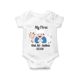 Custom Name My First Eid Romper – Islamic Festival Special Wear - WHITE - New Born (Chest 14")