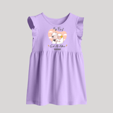 My First Eid Printed Kids Baby frock with Name – Celebration Outfit - LILAC - 0 - 3 Months Old (Chest 17")