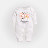 My First Eid Printed Kids Fullbody suit with Name – Celebration Outfit - WHITE - New Born (Chest 7.5")