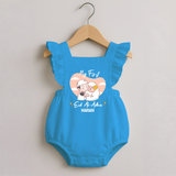 My First Eid Printed Kids Romper frock with Name – Celebration Outfit - SKY BLUE - 0 - 3 Months Old (Chest 19")