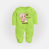 My First Eid with Ammi & Abbu – Personalized Kids Fullbody suit - LIME GREEN - New Born (Chest 7.5")