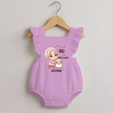 My First Eid with Ammi & Abbu – Personalized Kids Romper frock - BABY PINK - 0 - 3 Months Old (Chest 19")