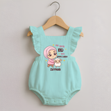 My First Eid with Ammi & Abbu – Personalized Kids Romper frock - MINT GREEN - 0 - 3 Months Old (Chest 19")