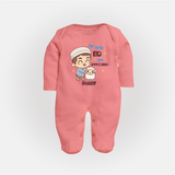 My First Eid Family Special Personalized Fullbody suit – Custom Name Print - PEACH - New Born (Chest 7.5")