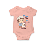 My First Eid Family Special Personalized Romper – Custom Name Print - PEACH - New Born (Chest 14")