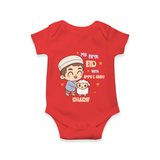My First Eid Family Special Personalized Romper – Custom Name Print - RED - New Born (Chest 14")
