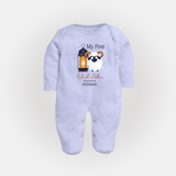 My First Eid with Parents Custom Kids Fullbody suit – Festive Wear - BABY BLUE - New Born (Chest 7.5")