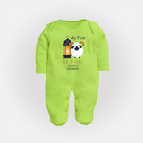 My First Eid with Parents Custom Kids Fullbody suit – Festive Wear - LIME GREEN - New Born (Chest 7.5")