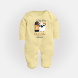 My First Eid with Parents Custom Kids Fullbody suit – Festive Wear - PASTEL YELLOW - New Born (Chest 7.5")