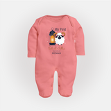 My First Eid with Parents Custom Kids Fullbody suit – Festive Wear - PEACH - New Born (Chest 7.5")