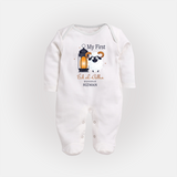 My First Eid with Parents Custom Kids Fullbody suit – Festive Wear - WHITE - New Born (Chest 7.5")