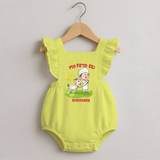 Personalized My First Eid with Ammi & Abbu Romper frock - PASTEL YELLOW - 0 - 3 Months Old (Chest 19")