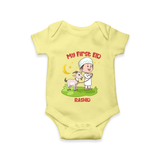 Personalized My First Eid with Ammi & Abbu Romper - PASTEL YELLOW - New Born (Chest 14")