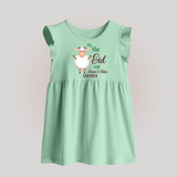 My First Eid Family Theme Kids Baby frock – Name Printed Festive Outfit - MINT GREEN - 0 - 3 Months Old (Chest 17")