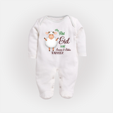 My First Eid Family Theme Kids Fullbody suit – Name Printed Festive Outfit - WHITE - New Born (Chest 7.5")
