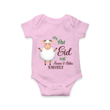My First Eid Family Theme Kids Romper – Name Printed Festive Outfit - BABY PINK - New Born (Chest 14")