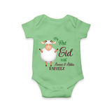 My First Eid Family Theme Kids Romper – Name Printed Festive Outfit - GREEN - New Born (Chest 14")