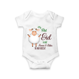 My First Eid Family Theme Kids Romper – Name Printed Festive Outfit - WHITE - New Born (Chest 14")