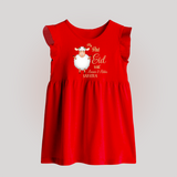My First Eid Family Theme Kids Baby frock – Name Printed Festive Outfit - RED - 0 - 3 Months Old (Chest 17")