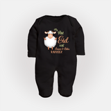 My First Eid Family Theme Kids Fullbody suit – Name Printed Festive Outfit - BLACK - New Born (Chest 7.5")