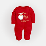 My First Eid Family Theme Kids Fullbody suit – Name Printed Festive Outfit - RED - New Born (Chest 7.5")