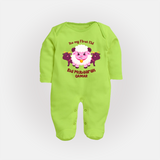 Its My First Eid Personalized Fullbody suit – Sheep Theme - LIME GREEN - New Born (Chest 7.5")