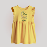 Eid Al-Adha Crescent Moon Personalized Baby frock - PASTEL YELLOW - 0 - 3 Months Old (Chest 17")