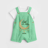 Eid Al-Adha Crescent Moon Personalized Dungaree - GREEN - 0 - 5 Months Old (Chest 18")