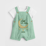 Eid Al-Adha Crescent Moon Personalized Dungaree - MINT GREEN - 0 - 5 Months Old (Chest 18")