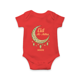 Eid Al-Adha Crescent Moon Personalized Romper - RED - New Born (Chest 14")