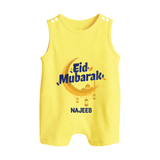 Eid Mubarak Crescent Moon Personalized Kids Romper Suit - PASTEL YELLOW - 0 - 5 Months Old (Chest 18")