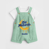 Eid Mubarak Crescent Moon Personalized Kids Dungaree - MINT GREEN - 0 - 5 Months Old (Chest 18")