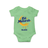 Eid Mubarak Crescent Moon Personalized Kids Romper - GREEN - New Born (Chest 14")