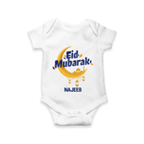 Eid Mubarak Crescent Moon Personalized Kids Romper - WHITE - New Born (Chest 14")