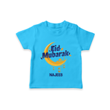 Eid Mubarak Crescent Moon Personalized Kids T-Shirt - SKY BLUE - 0-5 Months Old (Chest 17")