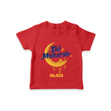 Eid Mubarak Crescent Moon Personalized Kids T-Shirt - RED - 0-5 Months Old (Chest 17")