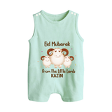 Eid Mubarak Little Lamb Personalized Romper Suit - MINT GREEN - 0 - 5 Months Old (Chest 18")