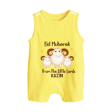 Eid Mubarak Little Lamb Personalized Romper Suit - PASTEL YELLOW - 0 - 5 Months Old (Chest 18")