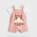 Eid Mubarak Little Lamb Personalized Dungaree - PEACH - 0 - 5 Months Old (Chest 18")