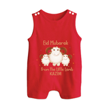 Eid Mubarak Little Lamb Personalized Romper Suit - RED - 0 - 5 Months Old (Chest 18")
