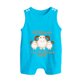 Eid Mubarak Little Lamb Personalized Romper Suit - SKY BLUE - 0 - 5 Months Old (Chest 18")