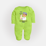 Ready for Qurbani Cute Boy Personalized Kids Fullbody suit - LIME GREEN - New Born (Chest 7.5")