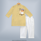 Ready for Qurbani Cute Boy Personalized Kids Kurta - PASTEL YELLOW - 3 - 6 Months Old (Chest 24", Kurta Length 14'', Waist 19", Pant Length 14")