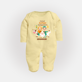 Cutest Qurbani Companion Personalized Eid Kids Fullbody suit - PASTEL YELLOW - New Born (Chest 7.5")