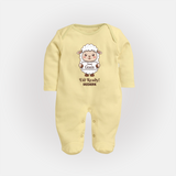 Goat Goals Eid Ready Personalized Kids Fullbody suit - PASTEL YELLOW - New Born (Chest 7.5")