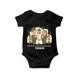 Eid Mode Activated Personalized Family Theme Kids Romper - BLACK - New Born (Chest 14")