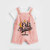 Eid Mubarak Calligraphy Personalized Kids Dungaree - PEACH - 0 - 5 Months Old (Chest 18")